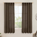 LAMIT Linen Curtains 63 Inch Length 2 Panels, Light Filtering Panels Back Tab and Rod Pocket Neutral Drapes for Bedroom/Window/Living Room, Dark Brown, 34 x 63 Inch