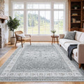 AMADA HOMEFURNISHING 5x7 Area Rugs, Washable Living Room Rug with Non-Slip Backing, Low Pile and Durable Edge Binding, Soft Vintage Floral Rugs for Living Room, Bedroom, Dining Room