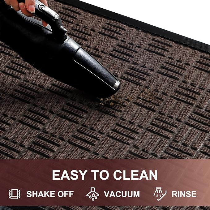 Mibao Front Door Mat, Heavy Duty Durable Welcome Mat for Outdoor Indoor, Dirt Trapper Waterproof Super Absorbent Door Mat for Entryway Outside Patio Porch, 35.5" x 24", Coffee