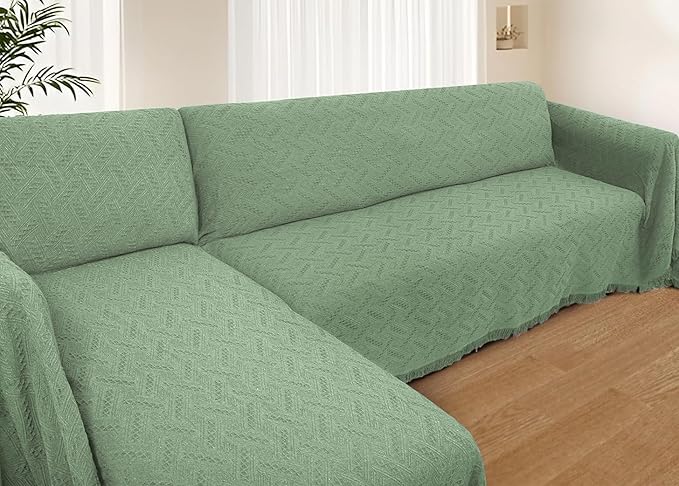 HOMERILLA Sectional Couch Covers for Sectional Sofa L Shaped Sofa Cover Blanket 2 Pieces L Shape Furniture Protector for Pets Dogs(Sage, X-Large)