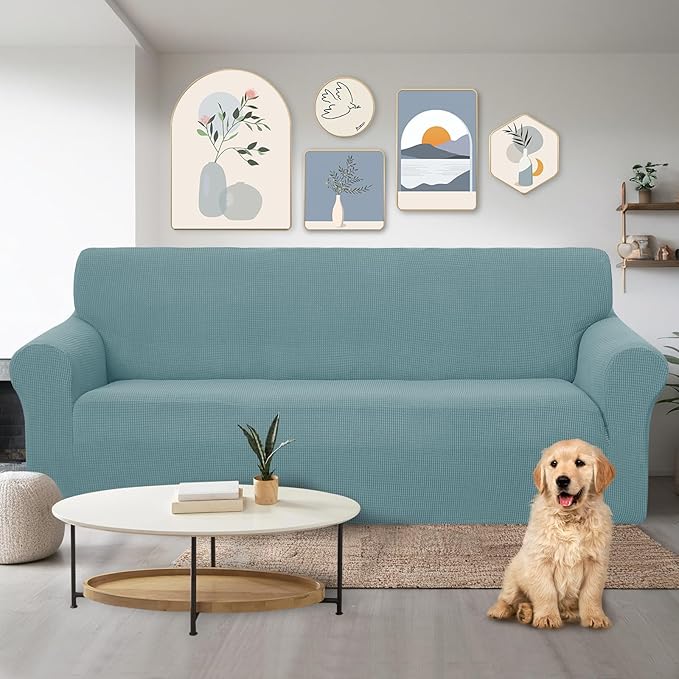 U-NICE HOME Stretch Couch Cover Sofa Cover Sofa Slipcover Furniture Protector for 3 Cushion Couch Sofa Pet Friendly(Sofa, Light Blue)