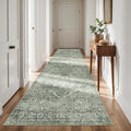 4x12 Washable Hallway Runner Rug - Wide Kitchen Runners Vintage Low Pile Carpet Soft Thin Floor Runner with Rubber Backing for Entryway Bedroom Living Room Home Decor (Muted Sage Green)