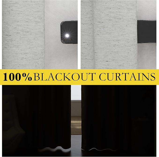 NICETOWN Grey Noise and Lights Block Out Curtains, 2 Panels, 34-inch W by 70-inch L, Thermal Insulated 100% Blackout 2-Layer Lined Drapes, Noise Cancellation Window Draperies for Dining Room
