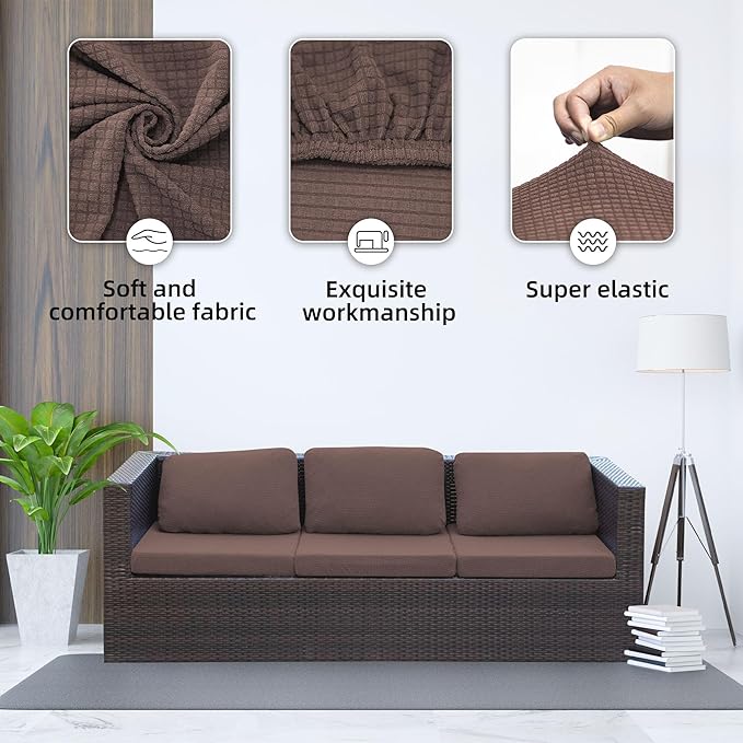 Outdoor Cushion Covers Set,8PCS Patio Furniture Couch Seat Slipcovers, Replacement for Sofa Sectional Chair(Cover，Only)