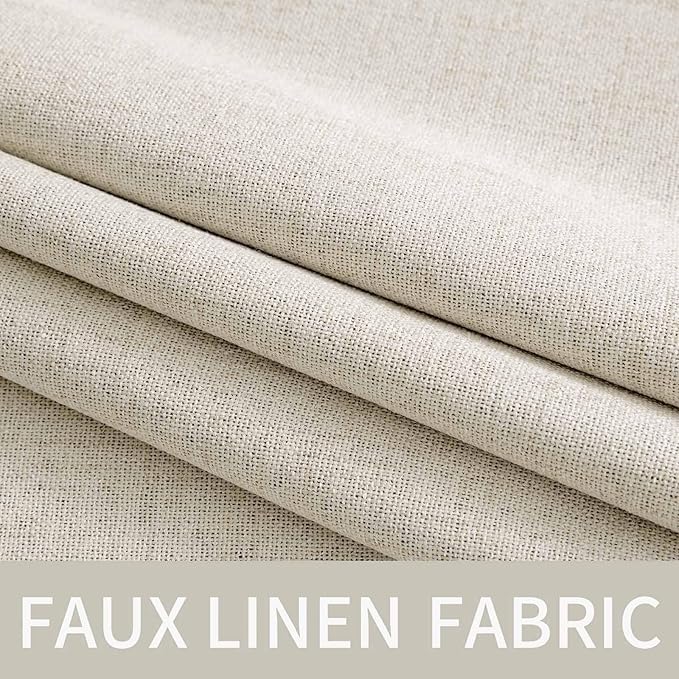 MIULEE Linen Texture Curtains for Bedroom Solid 100% Blackout Thermal Insulated Linen Beige Curtains Grommet Room Darkening Drapes for Living Room Nursery 52x108 Inch (2 Panels)