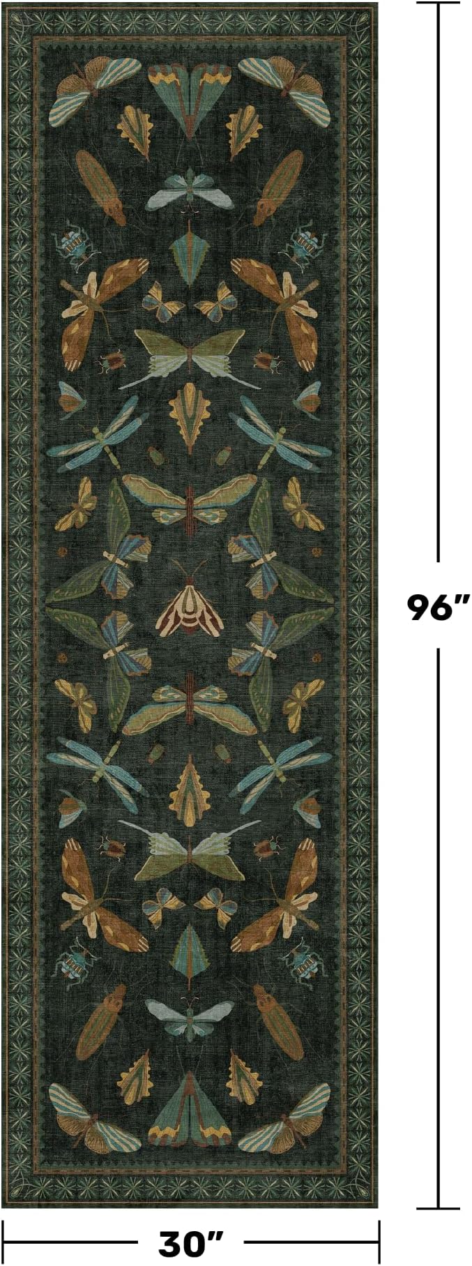 Hazo Haus 8 ft Long Hallway Runner Rug - Boho Green Rug for Kitchen Floor, Entrance Indoor, Washable Wide Runner Non Slip, Dark Green 2'6''x8'