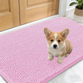 OLANLY Dog Door Mat for Muddy Paws 24x16, Absorbs Moisture and Dirt, Absorbent Non-Slip Washable Doormat, Quick Dry Chenille Mud Mat for Dogs, Entry Indoor Entryway Carpet for Inside Floor, Pink