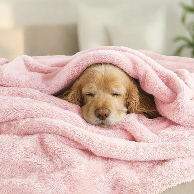 Exclusivo Mezcla Plush Fuzzy Fleece Bed Blanket King Size, Super Soft, Fluffy and Warm Blankets for Couch, Bed, All Season (Light Pink, 90x104 Inches)