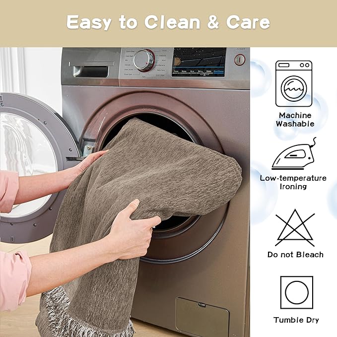 MYSKY HOME Couch Cover for Dogs Washable Couch Covers Couch Covers for Sofa Couch Cover 2 Cushion Sofa Non Slip Dogs Furniture Protector with Tassels Chenille Sofa Covers for Pets, 71"x102", Sand