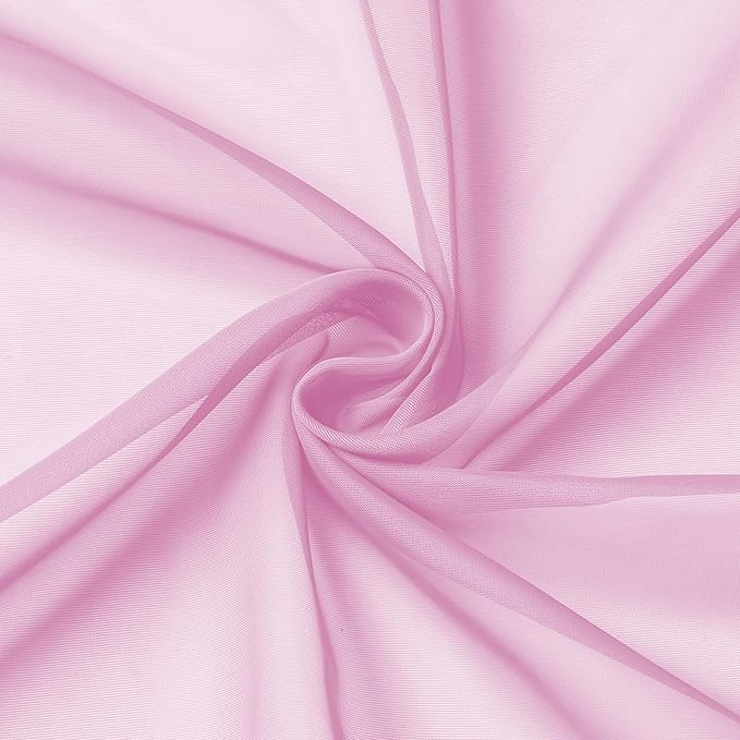 Aiyufeng Light Pink Sheer Curtains 63 Inch Length 2 Panels Set, Semi Transparent Voile Rod Pocket Sheer Window Drapes for Bedroom Bed Canopy Living Room Dining Wedding Party Backdrop, 40W x 63L inch