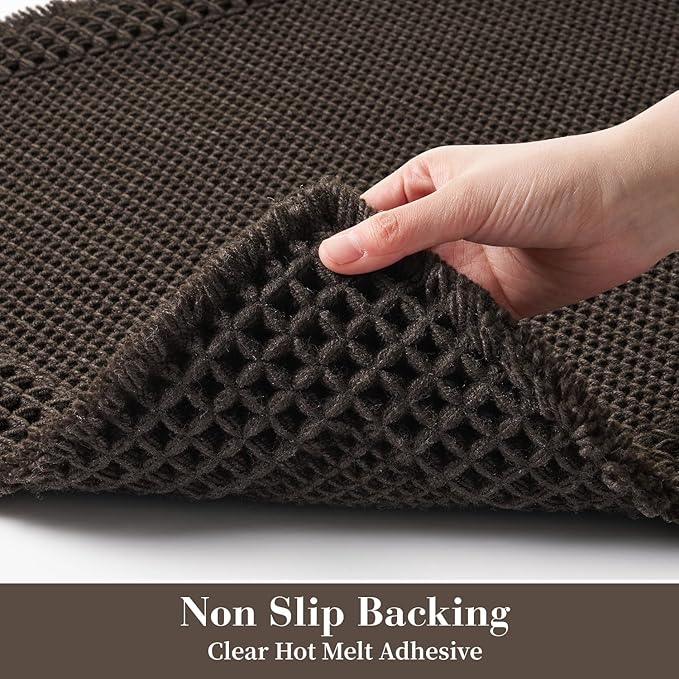 RESARE Waffle Bathroom Runner Rugs, Super Absorbent Bath Mat Non Slip Washable Quick Dry, Upgraded Ultra Soft Boho Bath Rugs with Tassels for Hallway Bedroom Laundry Room, 20"x32" Chocolate Brown