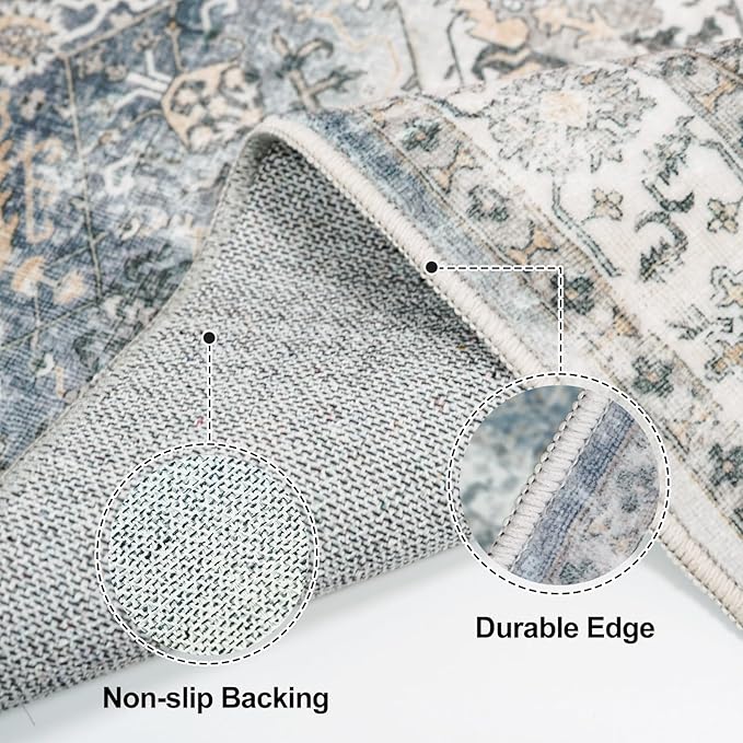 Washable Runner Rug 3x8 - Hallway Runner Rug Kitchen Rugs and Mats Non Skid Washable Waterproof Carpet Runner for Living Room Bedroom Bathroom (Grey, 3X8)