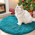 OLANLY Teal Round Rugs for Bedroom - Machine Washable, 2 ft Circle Area Rugs for Living Room, Soft and Fluffy Shaggy Carpet for Teen Girl and Boys, Nursery Rooms, Dorms, Home Decor Aesthetic