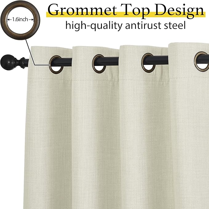 NICETOWN 24 inch Long Blackout Tiers, Farmhouse Grommet Half Window Curtains, Light Block Small Window Valances for Kitchen Cupboard, Covering for Bathroom, W34 x L24, Natural, 2 Panels