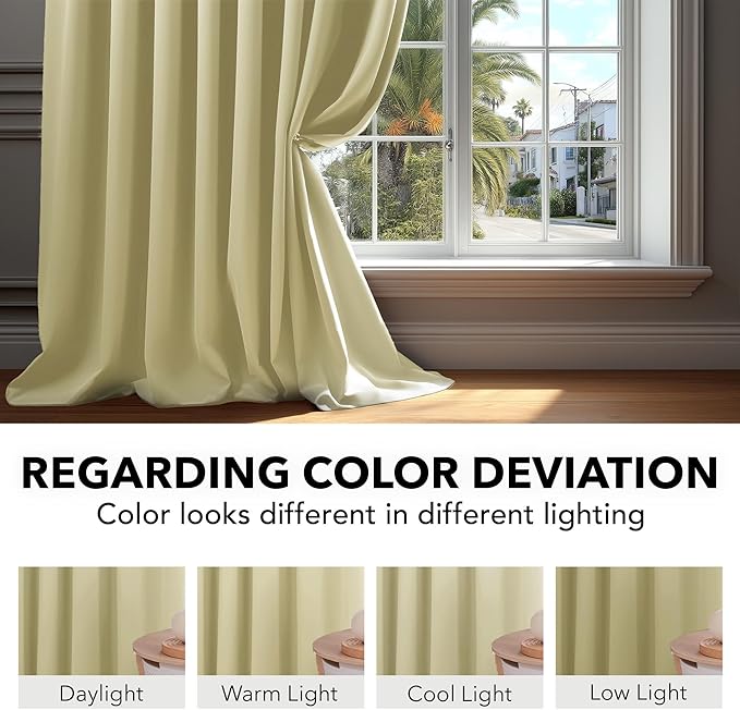 Deconovo Blackout Curtains, Thermal Insulated, W70 x L84 2 Panels, Back Tab, Machine Washable, Room-Darkening Drapes for Bedroom/Living Room Beige