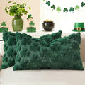 decorUhome St. Patrick’s Day Shamrock Green Pillow Covers 12x20 Inch Set of 2, Soft Plush Faux Wool Throw Pillow Covers, Farmhouse Spring Holiday Decor for Sofa Living Room