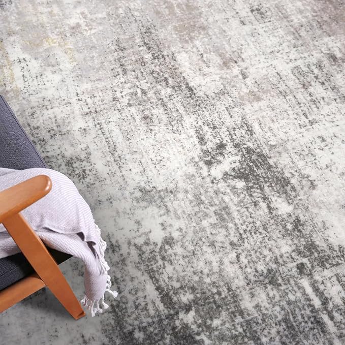 IOHOUZE Abstract Area Rugs and Runners Sets 2x3 and 2x5 Ft, Washable Entryway Rug and Runner Set, Non Slip Kitchen Rug Set, Printed Faux Wool Modern Floor Carpet for Hall Kitchen Entrance, Grey Beige