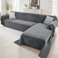 Sectional Couch Covers, 2 Pieces Washable L Shaped Couch Covers Sofa Blanket for Dogs Pet Friendly Sectional Sofa Slipcovers Furniture Covers,71"x118"+91"x134",(XXX-Large,Dark Gray)
