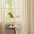 YJ YANJUN Vintage Lace Curtains 72 Inches Long-Victorian Flower Beige Voile Sheer Curtains for Dining Room Bathroom Bay Window Privacy Boho French Country Farmhouse Room Decor 2 Panels 52x72