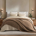 EVERGRACEHOME Chunky Chenille Knit Throw Blanket for Couch, Soft Luxurious Oversized King Moss Stitch Blanket for Bed, Large Cozy Farmhouse Knitted Throw for Sofa, Camel Brown, 92" x 108"