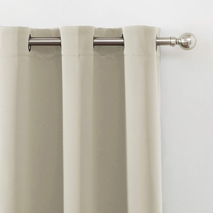 LEMOMO Light Beige Thermal Blackout Curtains/38 x 84 Inch/Set of 2 Panels Room Darkening Curtains for Bedroom
