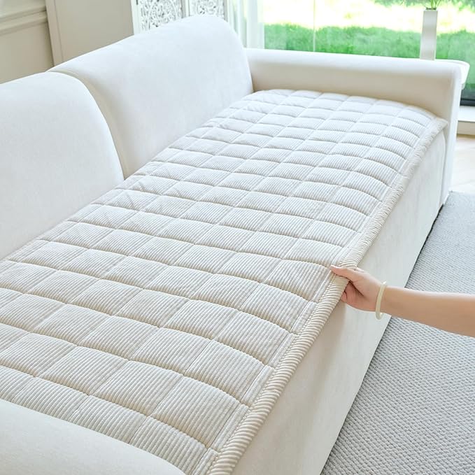 Couch Covers for Dogs Washable, Non Slip Couch Covers for Loveseat Sofa Pet Friendly, Soft Fuzzy Sofa Covers for Pet, Dog Couch Cover Furniture Protector(1PC,Beige White,27.6"x70.9")
