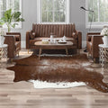 AROGAN 6×7.2 Feet Western Decor Faux Fur Cowhide Rug, Feet Premium Animal Skin Cow Hide Rug, Sturdy Cow Print Rugs for Wall Decor, Western Floor Carpet for Bedroom Living Room, Dark Brown