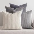 MIULEE Pack of 4 Neutral Grey Gradient Decorative Throw Pillow Covers 20x20 Inch Soft Boho Striped Corduroy Pillow Covers Modern Farmhouse Home Decor for Sofa Living Room Couch Bed