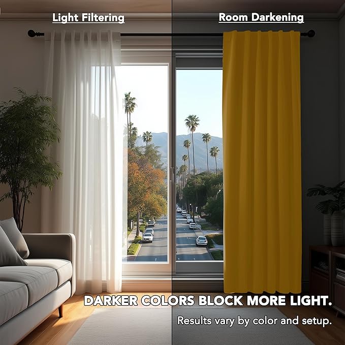 Deconovo Blackout Curtain Panels for Kids Bedroom Room Darkening Back Tab and Rod Pocket Curtains 42Wx72L Inch Mellow Yellow 2 Panels