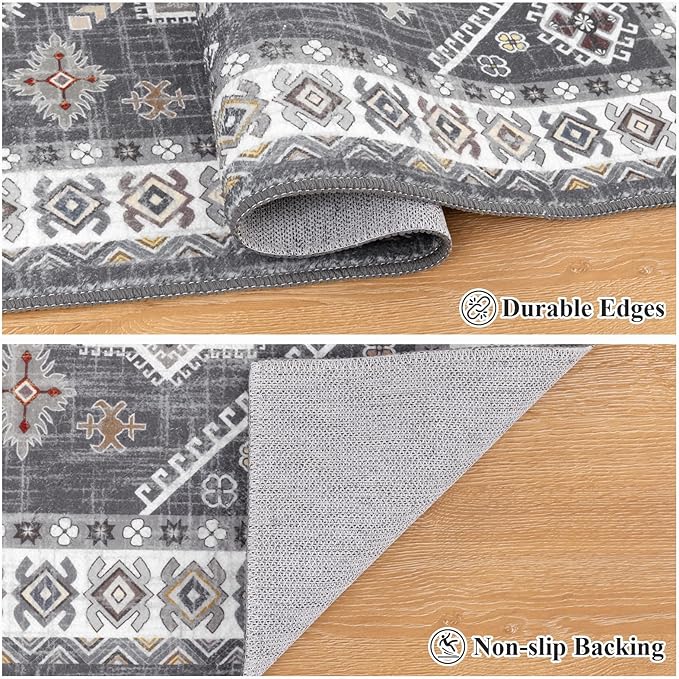 HEBE Washable Kitchen Rugs Runner 2'x 5', Non Slip Hallway Runner Rug, Low Pile Entryway Rug Laundry Room Mat Kitchen Carpet Runners for Hallways, Bathroom, Laundry, Bedside Rug