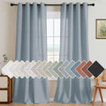 H.VERSAILTEX Linen Curtains Home Decorative Nickel Grommet Semi Sheer Curtains Privacy Added Energy Saving Light Filtering Window Treatments Draperies for Bedroom, Stone Blue, 2 Panels, 52 x 84 - Inch