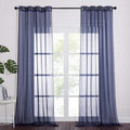 NICETOWN Sheer Voile Curtain Panels - Transparent Grommet Top Sheer Window Treatment Curtains for Living Room (W54 x L96 Inches, Dark Blue, 2 Pieces)
