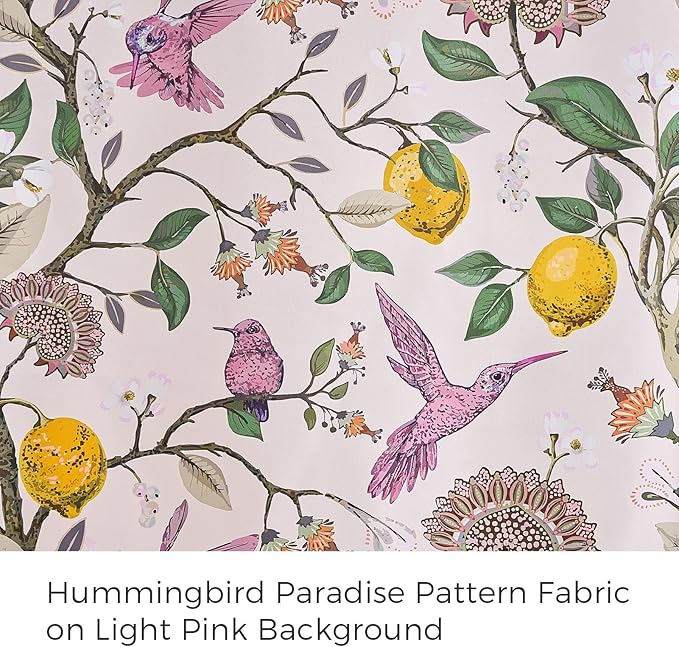 Topfinel Floral Curtains 84 Inch Length 2 Panels Set Pink Spring French Country Coquette Flower Hummingbird Blush Pink Blackout Curtains Preppy Nursery Girls Bedroom Aesthetic Living Dining Room