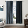 Guken Vintage Blue 100% Blackout Linen Curtains 72 Inch Length 2 Panels Set for Living Room Bedroom Back Tab/Rod Pocket Thermal Insulated Black Out Drapes Room Darkening Window Curtains