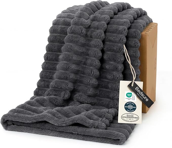 Bedsure GentleSoft Grey Fleece Blanket for Couch - Cozy Soft Blankets for Women, Cute Small Throws for Girls, 50x70 Inches