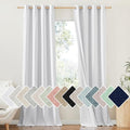 NICETOWN 100% Absolutely Blackout Linen Curtains with Thermal Insulated White Liner, White, 52 inches Wide, 108 inches Length Energy Saving Curtains for Living Room 2 Panels Set, Vertical Blinds