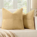MIULEE Khaki Decorative Euro Sham Pillow Covers 24x24 Inch for Bed Couch Sofa Pack of 2 Boho Farmhouse Throw Pillows Soft Cross Corduroy Patchwork Textured Cushion Cases