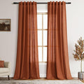 Terracotta Boho Curtains for Bedroom Back Tab Rod Pocket Semi Sheer Linen Curtains 90 Inches Long 2 Panel Set Light Filtering Neutral Brick Burnt Orange Farmhouse Curtain for Living Room 40x90