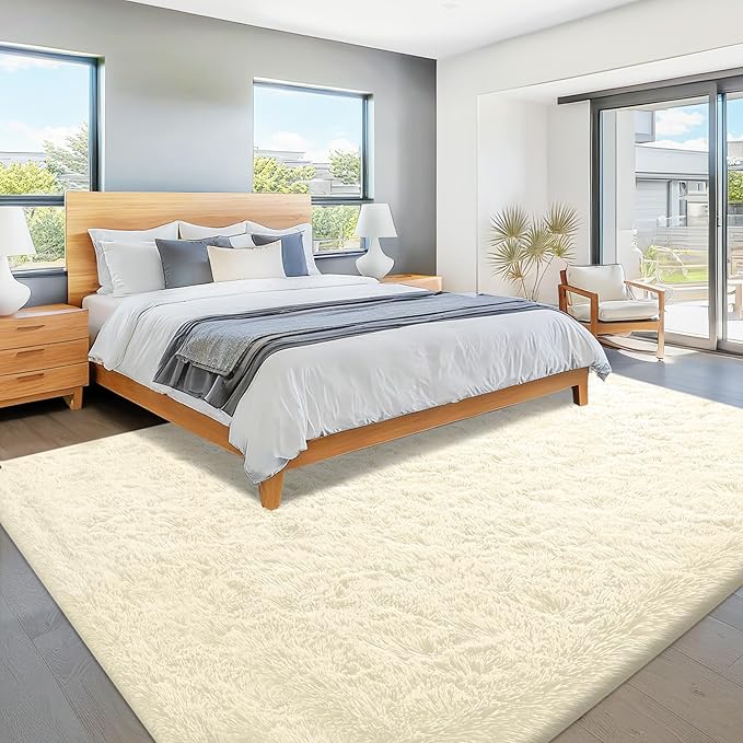 8x10 Area Rugs Cream White: Fluffy Shag Soft Washable Rug Large Fuzzy Plush Indoor Carpet for Living Room Bedroom Nursery Playroom (Cream White, 8'x10')