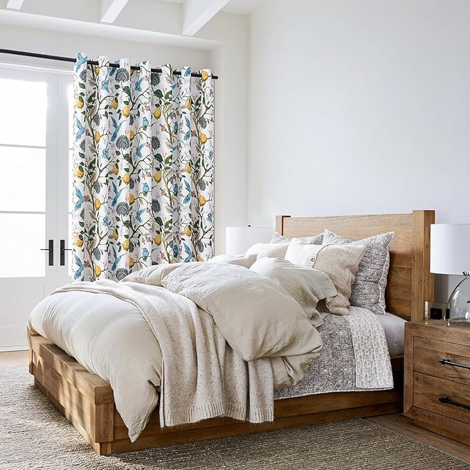 Topfinel Sliding Door Patio Floral Curtains & Drapes, Blackout Extra Wide Room Divider Large Coquette Vintage Farmhouse Country Hummingbird Patterned Grommet Curtains 1 Single Panels W100 x L84