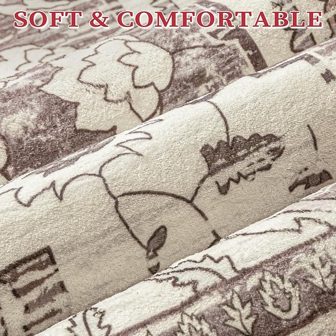 SERISSA Boho 8x10 Area Rugs, Washable Vintage Large Living Room Rug Non-Slip, Ultra Soft Oriental Print Distressed Farmhouse Earth Tone Carpet for Dining Room Bedroom Dorm Office Home Decor