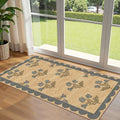 Front Door Mat Indoor Entrance - 2x4.3 Ft Blue Floral Washable Layered Doormat Outdoor Entrance Porch Rug Non-Slip Neutral Country Jute-Look Runner Rug for Kitchen Laundry Room Porch Decor