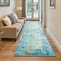 2x6 Teal Blue Rug Runners for Hallways Kitchen Runner Rug Non Slip Washable Long Runner Rugs with Rubber Backing Soft Abstract Carpet Runner for Bedroom, Kitchen, Bathroom, Entryway
