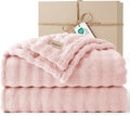 Bedsure 3D Fleece Bubble Blanket - GentleSoft Pink Queen Blanket for Bed Sofa Girls Room Decor - Luxury Soft Cozy Spring Gifts for Kids Girls, Lightweight, Crystal Pink, 90"×90"