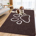 Smiry Dog Door Mat for Muddy Paws, Absorbent Dirt Trapper Non Slip Quick Dry Washable Chenille Mat for Mud Dogs, Entry Rug for Indoor and Outdoor (70x35 Inches, Brown and White)