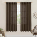 LAMIT Linen Curtains 68 Inch Length 2 Panels, Light Filtering Panels Back Tab and Rod Pocket Neutral Drapes for Bedroom/Window/Living Room, Dark Brown, 52 x 68 Inch