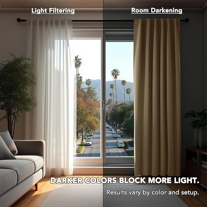 Deconovo Blackout Curtains, Thermal Insulated, W42 x L54 2 Panels, Back Tab, Machine Washable, Room-Darkening Drapes for Bedroom/Living Room Khaki