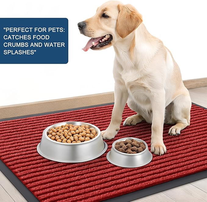 OLANLY Front Door Mat Indoor Outdoor Entrance, Waterproof Heavy Duty Doormat, Fade Resistant, Low Profile, Easy Clean Patio Porch Welcome Floor Mats for Entry, 59x40, Red