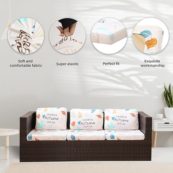 8Pcs Stretch Patio Cushion Covers,Outdoor Couch Covers Replacement,Outdoor Couch & Sofa Slipcovers,for Patio Furniture Cushion Covers,Washable Reusable urniture Protector(Chrysanthemum,8PCS)