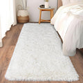 Ultra Soft Runner Rugs for Bedroom Hallways with Upgraded Non-Slip Rubber Backing & Thick Memory Sponge, 2x6 Feet Fluffy Shag Throw Area Rug for Bedside Dorm Cream